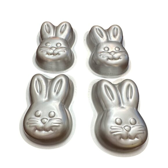 Wilton 1996 Bunny Singles Cake Pans Chicken Spring Easter Rabbit Lot of 4 - Picture 1 of 7